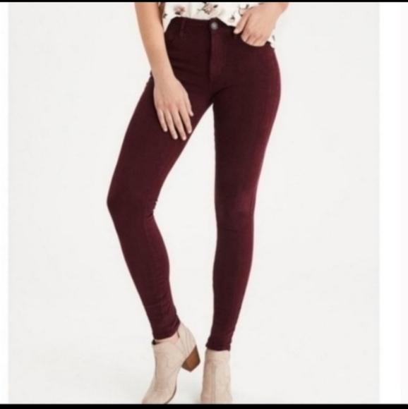 American Eagle Hi-Rise Jeggings Maroon